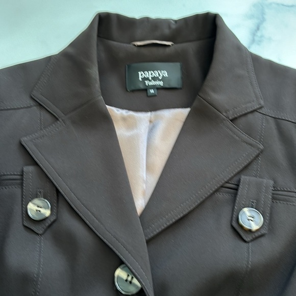 Papaya Belted Chocolate Brown Jacket Blazer Size UK 14 US Med - Picture 12 of 15